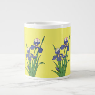 Vintage Floral, Purple Spring Garden Iris Flowers Large Coffee Mug