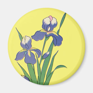 Vintage Floral, Purple Spring Garden Iris Flowers Magnet