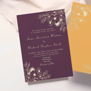 Vintage Floral Purple Wedding Invitation