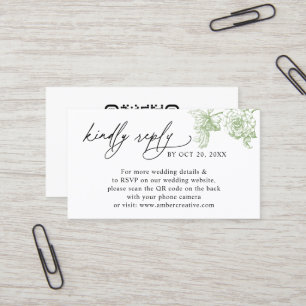 Vintage Floral QR code Wedding RSVP Business Business Card