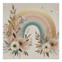 Vintage Floral Rainbow Clipart – Pastel & Neutral 