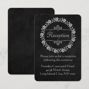 Vintage Floral Reception Black Chalkboard Wedding Invitation