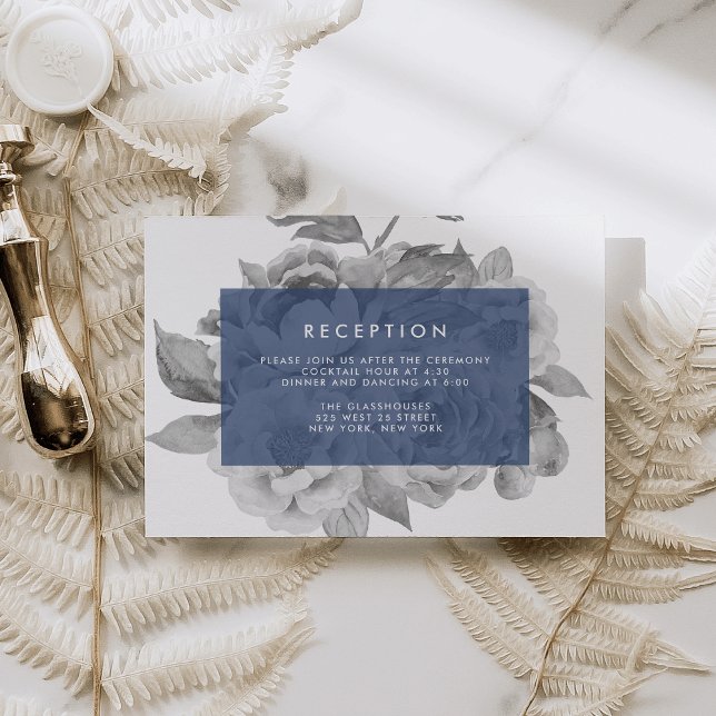 Vintage Floral Reception Card | Navy (Creator Uploaded)