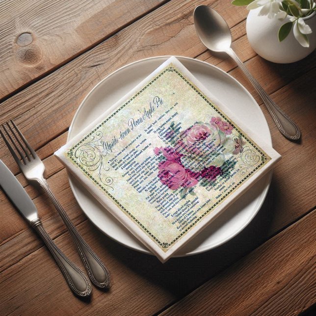 Vintage Floral Recipe Ephemera Decoupage Napkin (Creator Uploaded)