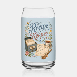Vintage Floral Recipe Keeper Cottagecore Can Glass