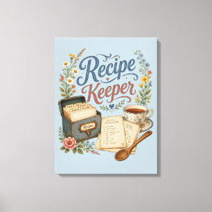 Vintage Floral Recipe Keeper Cottagecore Canvas Print