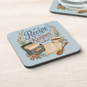 Vintage Floral Recipe Keeper Cottagecore Coaster