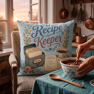 Vintage Floral Recipe Keeper Cottagecore Cushion