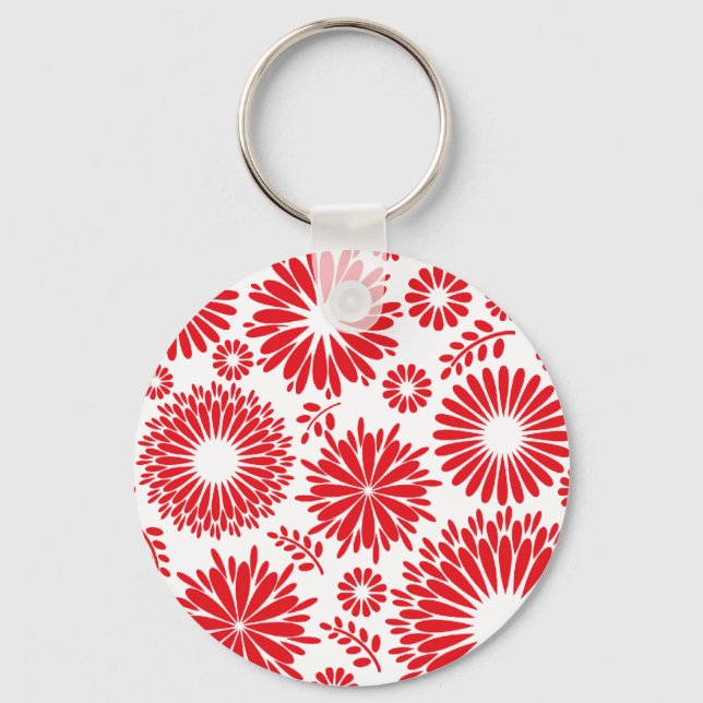 Vintage floral red Keychain (Front)