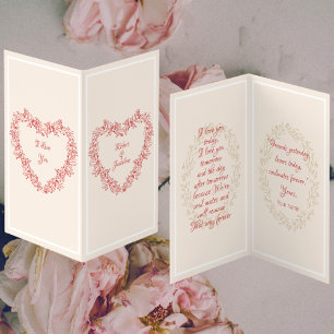 Vintage Floral Red Love Heart Valentines Day Day