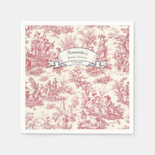 Vintage floral red toile de jouy napkin