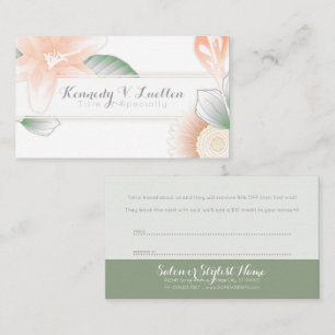 vintage floral refer a friend business card