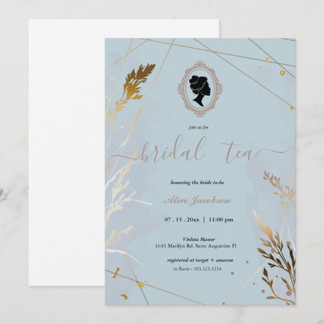 Vintage floral regency bridal shower invitation (Front/Back)