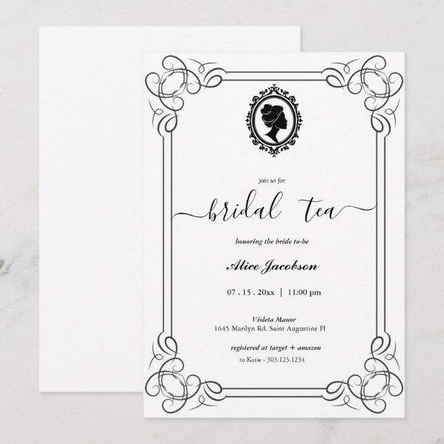 Vintage floral regency bridal shower invitation (Front/Back)