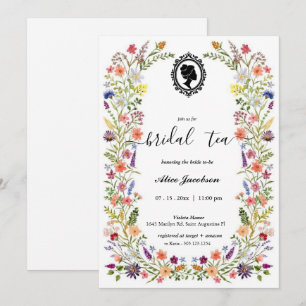 Vintage floral regency bridal shower invitation