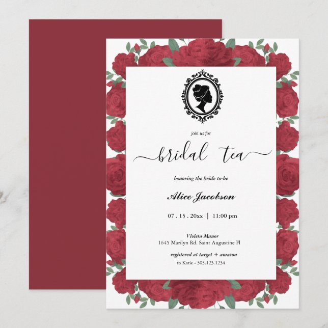 Vintage floral regency bridal shower invitation (Front/Back)