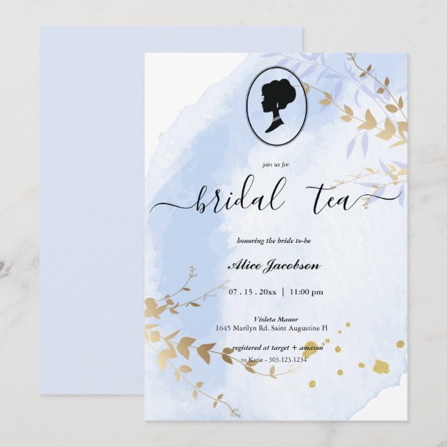 Vintage floral regency bridal shower invitation (Front/Back)