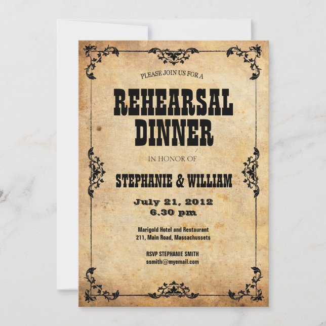 Vintage Floral Rehearsal Dinner Card (Front)