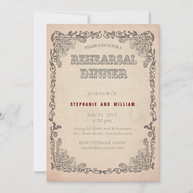Vintage Floral Rehearsal Dinner Card (Front)
