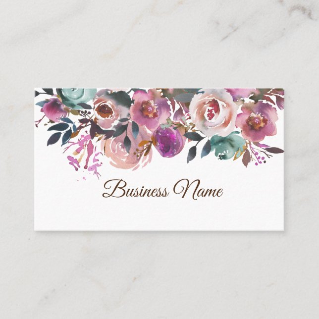 vintage floral, retro business card (Front)