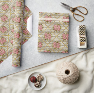 Vintage Floral Ribbon Wrapping Paper