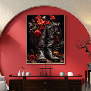 Vintage Floral Rodeo Cowboy Boots Decoupage  Tissue Paper