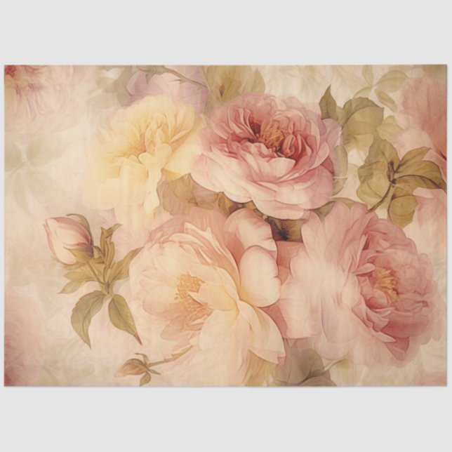 Vintage Floral Rose Decoupage Tissue Paper (Front)