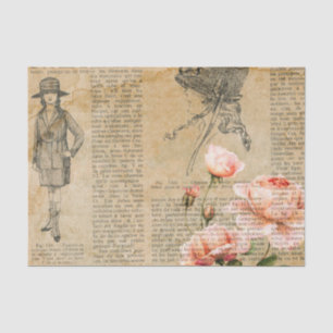 Vintage Floral Rose Decoupage Tissue Paper