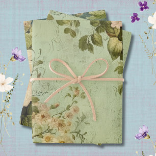 Vintage Floral Rose Decoupage Wrapping Paper Sheet