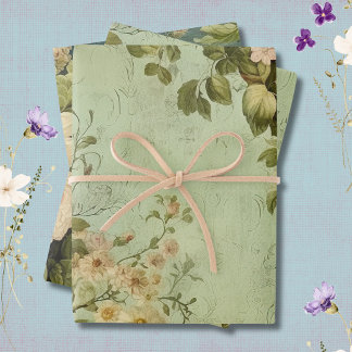 Vintage Floral Rose Decoupage Wrapping Paper Sheet
