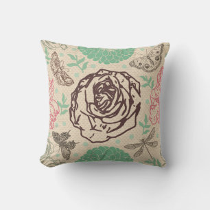 Vintage Floral Rose Garden  Cushion