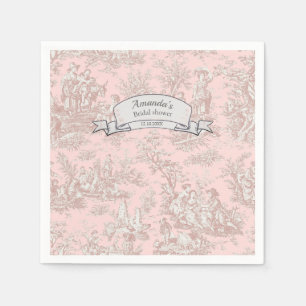 Vintage floral rose gold toile de jouy shower napkin