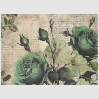 Vintage Floral Rose Greenery Decoupage Tissue Paper