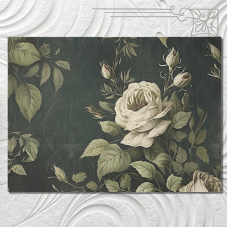 Vintage Floral Rose Greenery Decoupage Tissue Paper