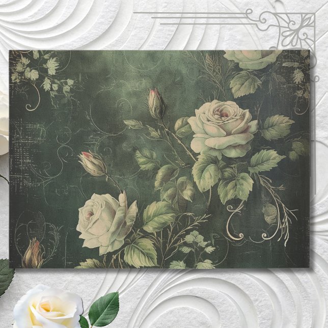 Vintage Floral Rose Greenery Decoupage Tissue Paper (Creator Uploaded)