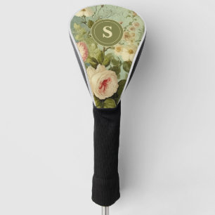 Vintage Floral Rose Greenery Golf Head Cover