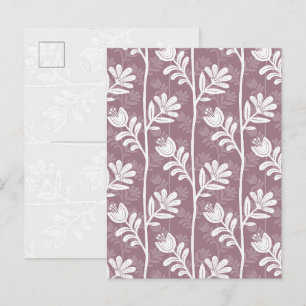 Vintage Floral Rose Mauve Botanical Silhouette Postcard