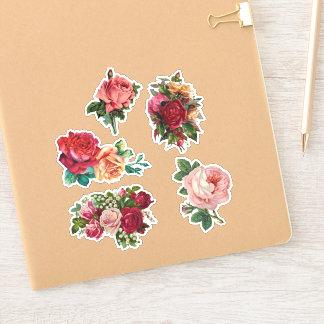 Vintage Floral Rose Scrapbook Stickers