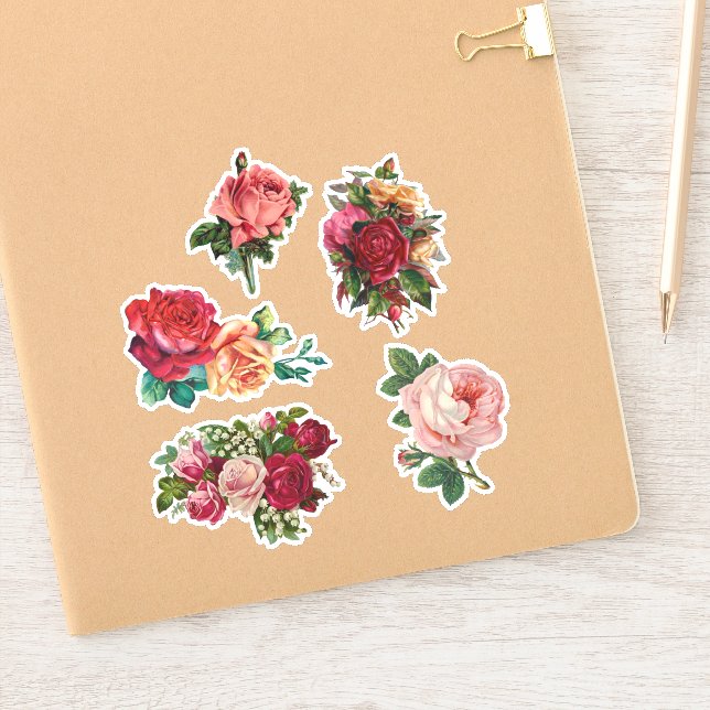 Vintage Floral Rose Scrapbook Stickers (Notebook)