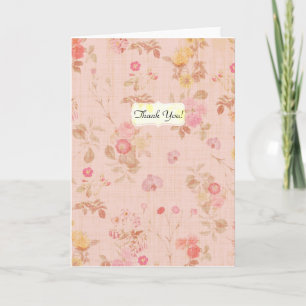 Vintage floral rose Thank You postcard
