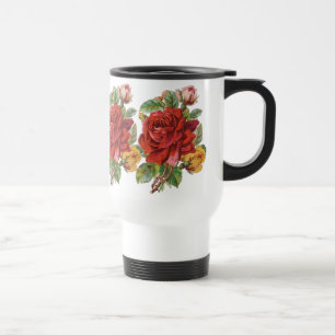 Vintage Floral Rose Travel Mug