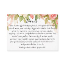 Vintage Floral Rose Wedding Enclosure Card