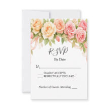 Vintage Floral Rose Wedding RSVP Card