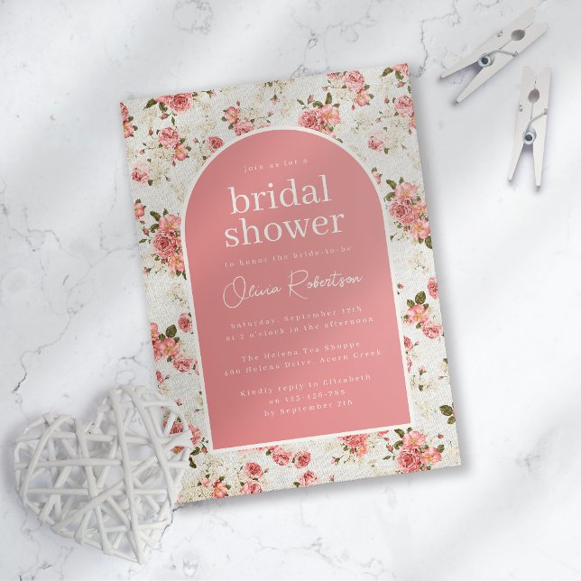 Vintage Floral Roses Bridal Shower Invitation (Creator Uploaded)