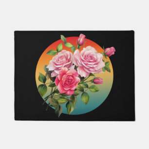 VINTAGE FLORAL ROSES FLOWER ROSE BOUQUET DOORMAT