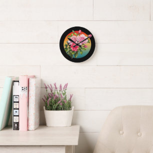 VINTAGE FLORAL ROSES FLOWER ROSE BOUQUET ROUND CLOCK