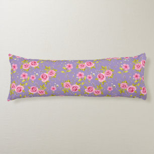 Vintage Floral Roses Pink Purple Pattern Body Cushion