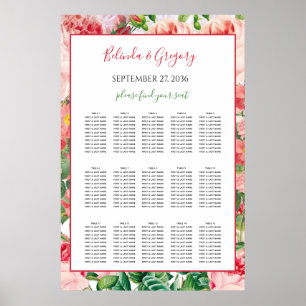 Vintage Floral Roses Wedding Seating Chart