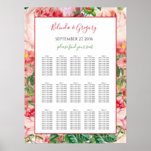 Vintage Floral Roses Wedding Seating Chart