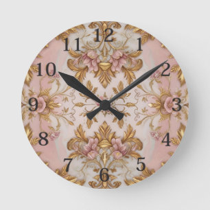 Vintage Floral Round Clock